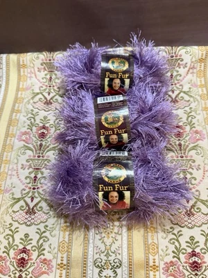 Lion Brand Eyelash Yarn Fun Fur Purple Orchid Skeins 1.75oz 64yd LOT of 3 - Image 1 of 4