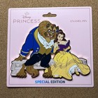 DISNEY PALM BELLE & BEAST READING LE 150 SUPER JUMBO 5" PIN BEAUTY & THE BEAST