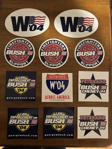 Lot Of 11 Bush-Cheney 04 Bumper Stickers 5 Different Designs - Picture 1 of 2
