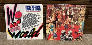 Two 45 RPM Vinyl Records - BAND AID Christmas and USA AFRICA We Are the World - Picture 1 of 10