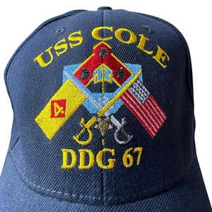 USS Cole DDG 67 Hat Cap Blue Determined Warrior Embroidered Structured America - Picture 1 of 6