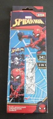 Puzzle colorido Spiderman 24 piezas 2 en 1 13x48 cm en la parte delantera y rompecabezas para colorear en la parte posterior Foto 1 de 4