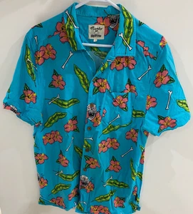MAMBO SMART ARTS APPAREL - MENS L SHIRT - SKULL BONES & HYBISCUS - EXCELLENT - Picture 1 of 4