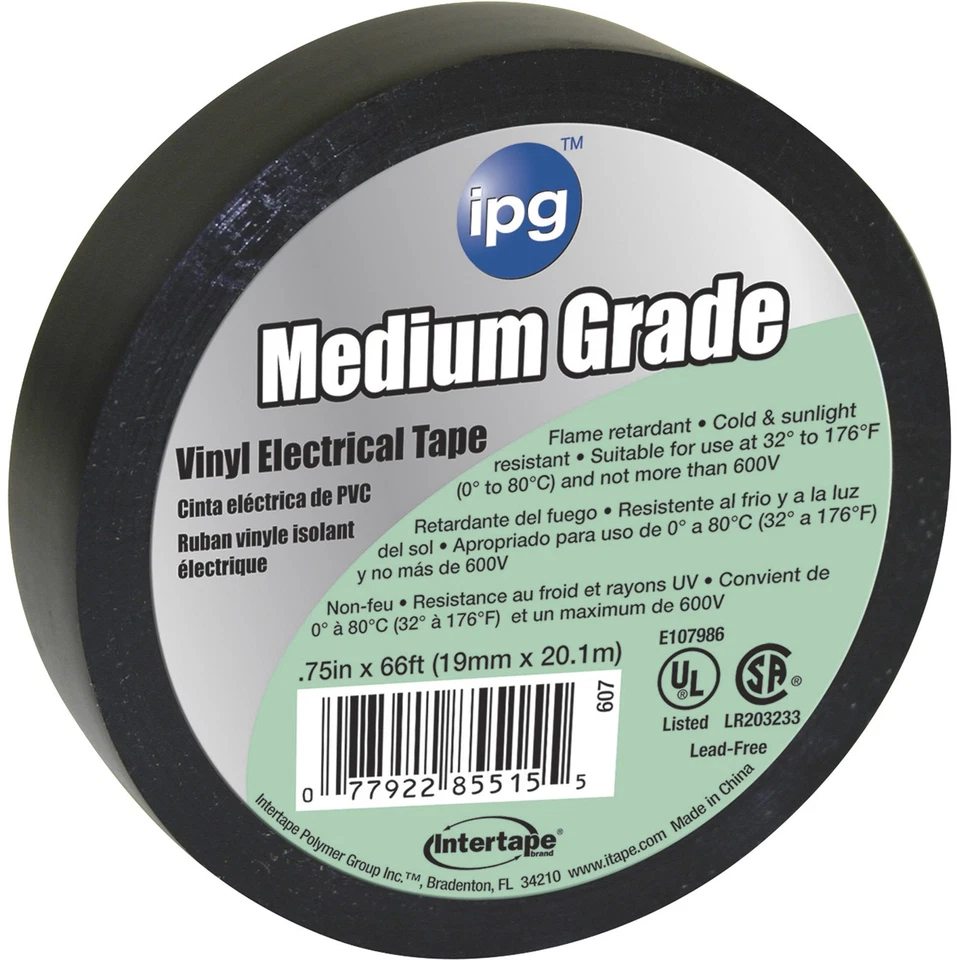 乙烯基电气胶带,3/4 英寸宽 x 60 英尺长卷,7 密耳 厚 — 第 1/1 张图片