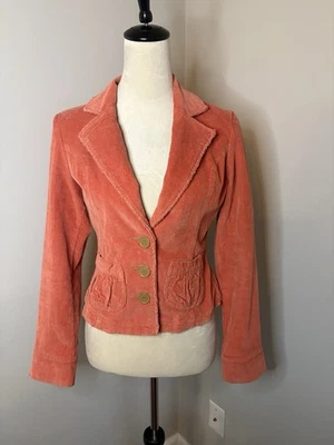 Tulle & Anthropologie Burnt Orange Corduroy Stretch Blazer Jacket Size Small - Image 1 of 4