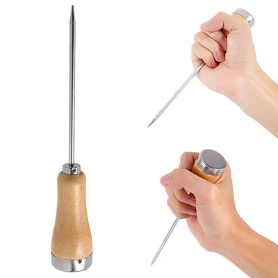 Stainless Steel Ice Pick Punch Crusher Icing Breaker Wooden Handle Kitchen Tool - Image 1 of 4
