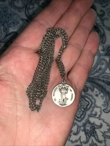 VTG Sterling Silver - JCC Catholic St Francis of Assisi Pendant 24" No Clasp - Picture 1 of 6