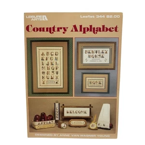 Vintage Country Alphabet Cross Stitch Pattern Leaflet Leisure Arts 1985 Cottage - Picture 1 of 2