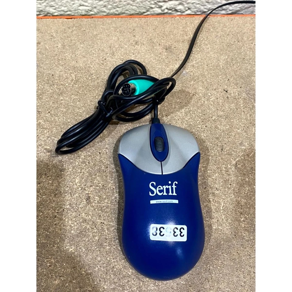 Serif 3D Standard Mouse Blue Silver Plug & Play PS/2 3-Buttons 820 DPI Ergonomic - Image 1 of 4