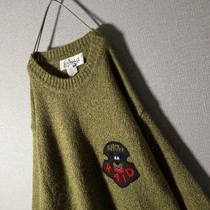 Castelbajac Made in Italy Mohair Knit Embroidered Patch Men's XL Khaki - Picture 1 of 12