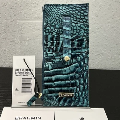 Cartera para tarjetas de crédito Brahmin PÁTINA AZUL MELBOURNE cuero HERMOSA - NUEVA CON ETIQUETAS - DIFÍCIL DE ENCONTRAR Foto 1 de 4
