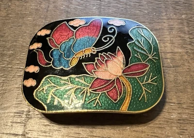 De colección Cloisonne Esmalte Bufanda Clip Deslizable Bolo Hebilla Mariposa Flor de Loto Foto 1 de 4