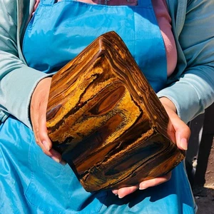7.08LB Large Natural Tiger's Eye Stone Quartz Crystal Mineral Specimen Healing - Picture 1 of 16
