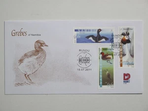 Namibia 2011 Greben Birds FDC Mi #1313-1315 First Day Cover Rundu - Bild 1 von 2