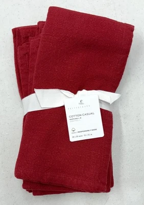 NEW Pottery Barn Organic Cotton Casual Napkins~SET OF 4~Cardinal Red - Image 1 of 2