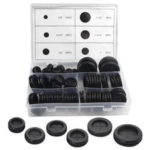 52Pcs 6 Sizes Closed Rubber Grommet Kit Double Sided Electrical Wire Gasket S... - Picture 1 of 7