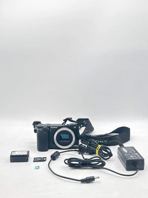 Sony A6000 24.3 MP Mirrorless Digital SLR Camera W/SD Card & Adapter - Black - Image 1 of 4