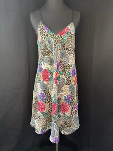 Mini abito vintage slip fata capriccioso trasparente Y2K floreale paisley leopardato grunge - Foto 1 di 12