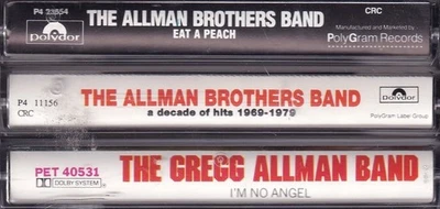 Cassette Lot x 3 - THE ALL MAN BROTHERS: Eat a Peach / Decade of Hits / Gregg - Image 1 of 3