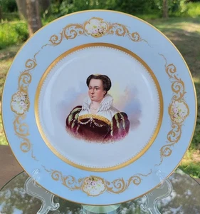 LIMOGES HAND PAINTED MARIE TOUCHET & ROSES PLATE 1888  - Picture 1 of 7