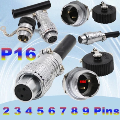 P16 Aviation Plugs Metal Cable Connector Nut Sockets Holder 2 3 4 5 6 7 8 9 Pins - Image 1 of 4