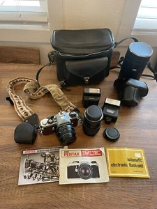 Asahi PENTAX ME Silver Body w/ smc pentax-m 50mm w/accessories and extra lens - Picture 1 of 12