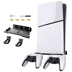 Wall Mount Bracket for PS5 Slim Console Metal Storage Base with Controller Hook - Picture 1 of 7