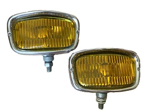 FOG LIGHT GAZ VAZ UAZ FOG LAMP YELLOW RARE METAL CHROME SET - Picture 1 of 24