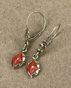 Alte Kinder Ohrringe, Korallen, Doublé, Haken aus 333 Gold (S 6665) - Bild 1 von 4