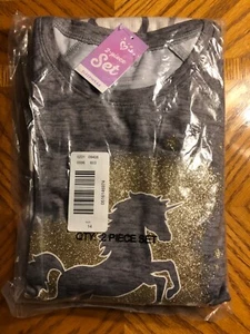 Girls JUSTICE Two Piece Sleepwear Set - UNICORN GRAY with GOLD - Size 14 - NEW! - Picture 1 of 5