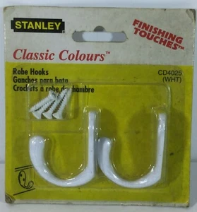 Stanley Hardware CD4025 Single Prong Robe Hook, White Coated, 2 in package NOS - Picture 1 of 3