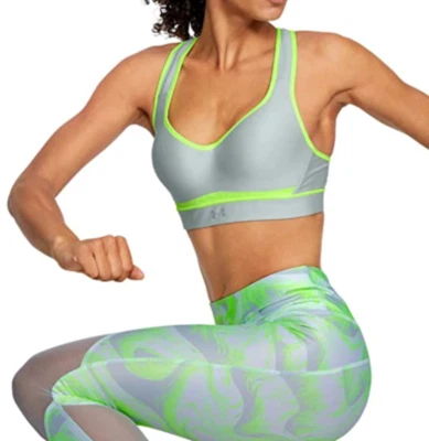 Sujetador deportivo Under Armour para mujer tejido urdimbre alto impacto, verde Atlas talla 36 A Foto 1 de 4
