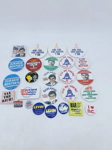 Vintage Political Button Lot 88 89 90 91 One for the Gipper Finger Levin Dukakis - Picture 1 of 6