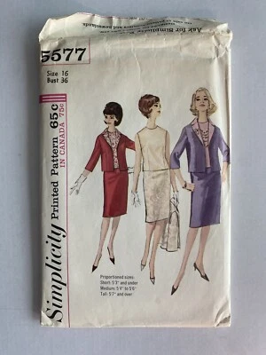 Vintage 60s Simplicity 5577 Sewing Pattern Suit Blouse FACTORY FOLDED Bust 36 - Image 1 of 4