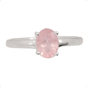 Faceted Natural Morganite - Madagascar 925 Silver Ring Jewelry s.8 CR54320 - Picture 1 of 1