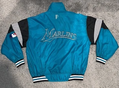VINTAGE Pro Player Florida Marlins MLB Color Block Windbreaker Jacket Large RARE - Image 1 of 4