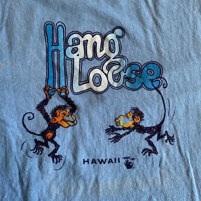 80s VINTAGE HAWAII HANG LOOSE SOUVENIR T-SHIRT MEN SZ M HANES TAG HAWAIIAN SHIRT - Image 1 of 4