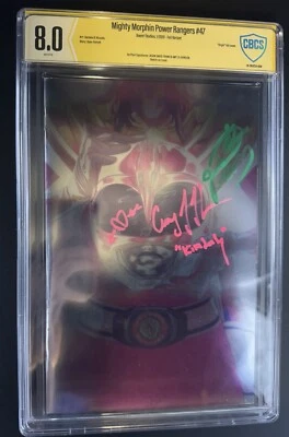 MIGHTY MORPHIN POWER RANGERS #47 Foil Jason David Frank & Amy Jo Johnson Signed  - Image 1 of 4