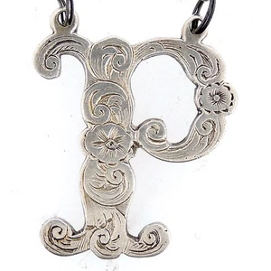 Victorian Finely Engraved Silver Plated "P" Port Bottle Tag - Liquor Label SL - Picture 1 of 6