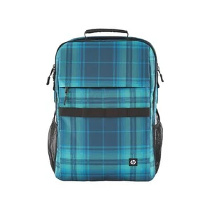 HP Laptop Backpack Tartan Campus XL Plaid Blue Padded For 13 14 15.6 - Picture 1 of 8
