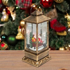 Christmas LED Lantern SnowGlobe Xmas Festive Decoration Santa Scene With Handle