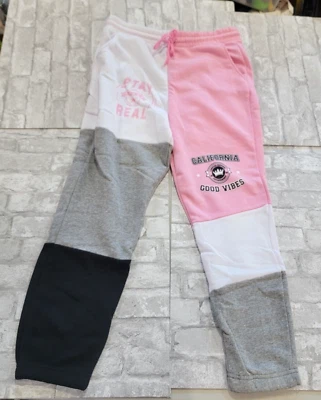 Pantalones de chándal Rue 21 talla XL bloques de color gris negro rosa buenas vibraciones CA Foto 1 de 4