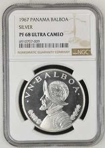 1967 PANAMA Silver BALBOA NGC PF-68 ULTRA CAMEO - 009 - Picture 1 of 2