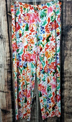 Soma +Chicos Collab Lounge Sleep Pants Large Floral Wide Leg Pockets Harem Knit - Image 1 of 4