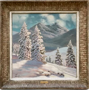 PIOTR IVANOVITCH LIVOFF LVOFF PEINTURE TABLEAU MONTAGNE NEIGE 1920/30 RUSSIE - Picture 1 of 7