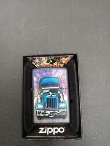 Zippo Custom Lighter Black Tractor Trailer Blue Mossyoak - Picture 1 of 4