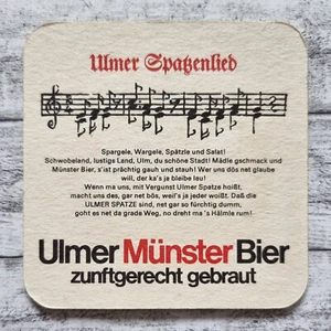 Spatzenlied Noten Ulmer Münster Bier Braumeister Bierdeckel Reklame Werbung Deko - Picture 1 of 2