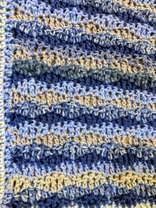New Handmade Gray Blue Navy Hi-Lo Wavy Stripes Crochet 65x68" Afghan Sofa Throw - Picture 1 of 4