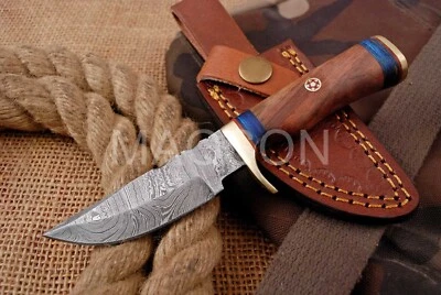 Damast Messer Damaszener Stahl Jagd Knife Damascus Hunting Bowie 4357 - Bild 1 von 4