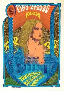 YOUNGBLOODS -FD120 -FAMILY DOG CONCERT POSTCARD - JOHN THOMPSON ART -AVALON 1968 - Picture 1 of 2